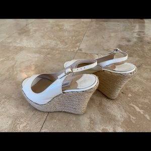 Jimmy Choo White Wedge Sandals